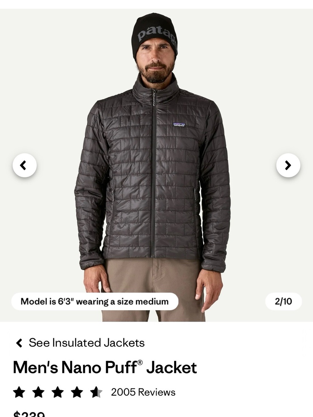 Patagonia Men's Nano Puff Jacket - Charcoal Gray